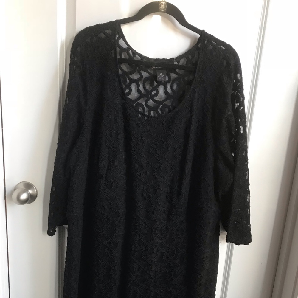 Lane Bryant Black Lace Dress w/ Qtr Length Sleeves